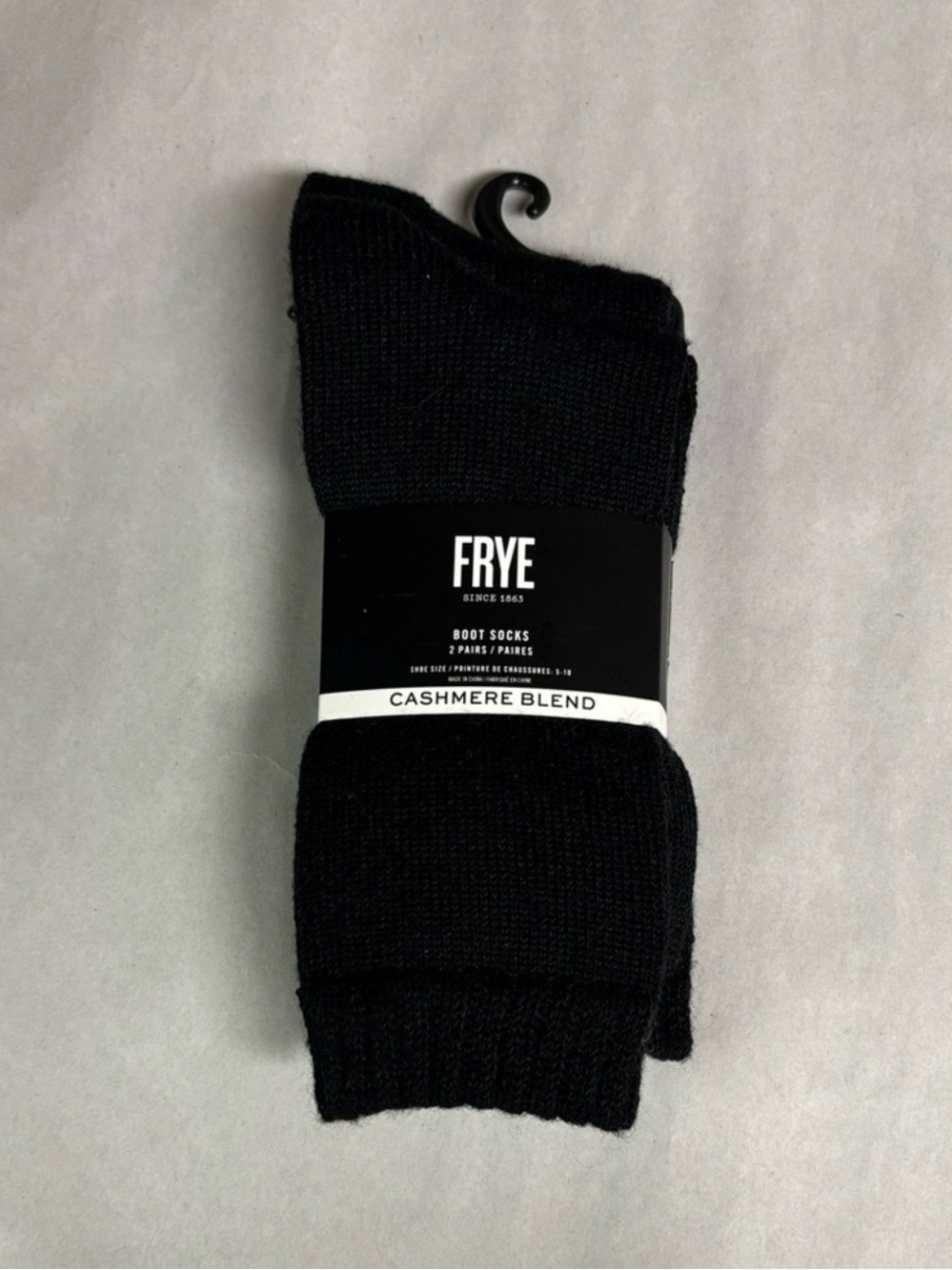 New Frye Socks Women’s 2 Pair Black Cashmere Blend Boot Socks Casual Activewear